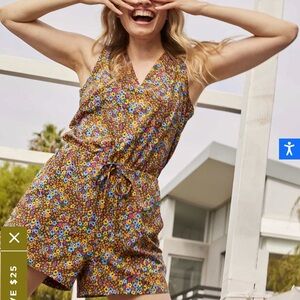 Toad&Co Sunkissed Liv Romper Size L ColorBlack Micro Floral Print